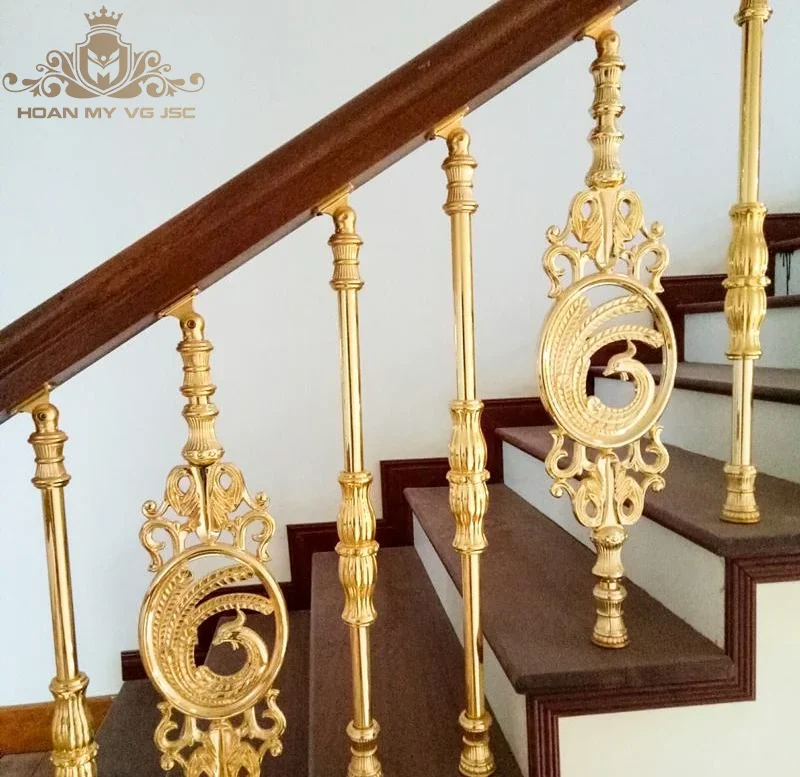 cầu thang nhôm đúc phù điêu