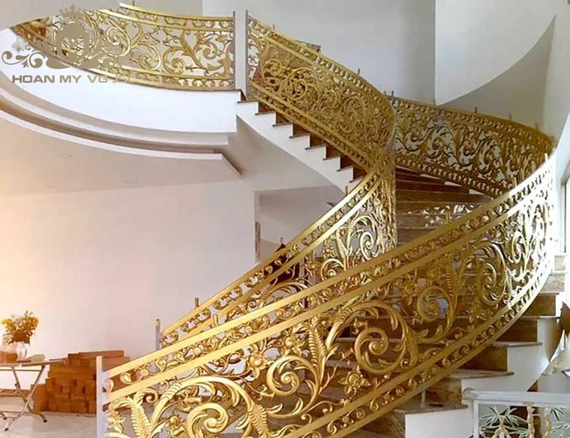 cầu thang nhôm đúc dạng uốn lượn